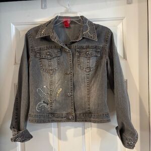 Very Vera denim Jacket- Emblished/Studded/Cute Buttons- Medium